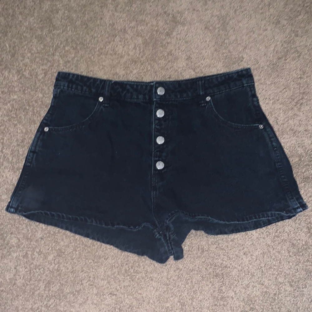 Rollas High Rise Black Denim Shorts